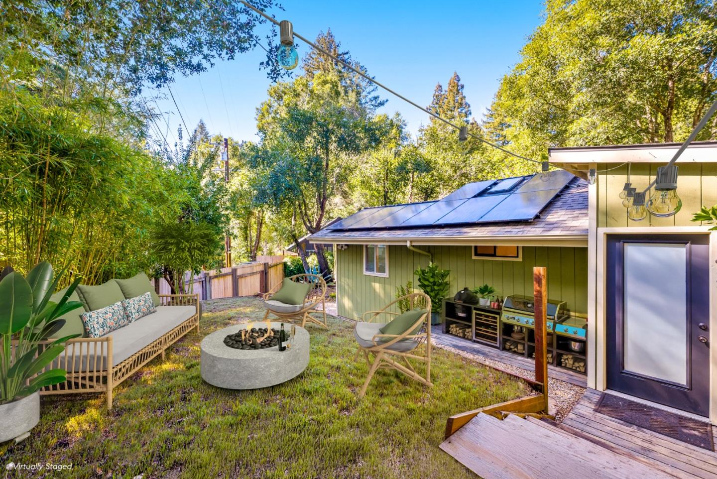 482 Riverview Drive Boulder Creek, CA 95006 - Photo 24 of 27 a view of a chairs and table in backyard