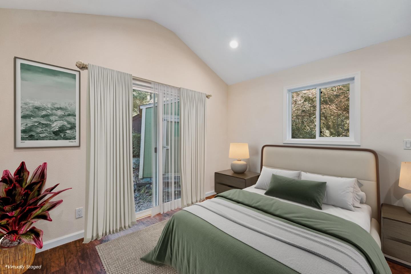 482 Riverview Drive Boulder Creek, CA 95006 - Photo 6 of 27 a bedroom with a bed and a painting on the wall