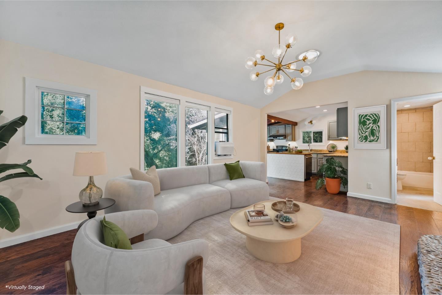 482 Riverview Drive Boulder Creek, CA 95006 - Photo 8 of 27 a living room with furniture and a large window