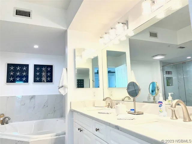 a bathroom with a bathtub