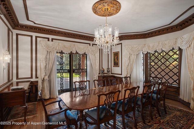 a view of a park with large trees