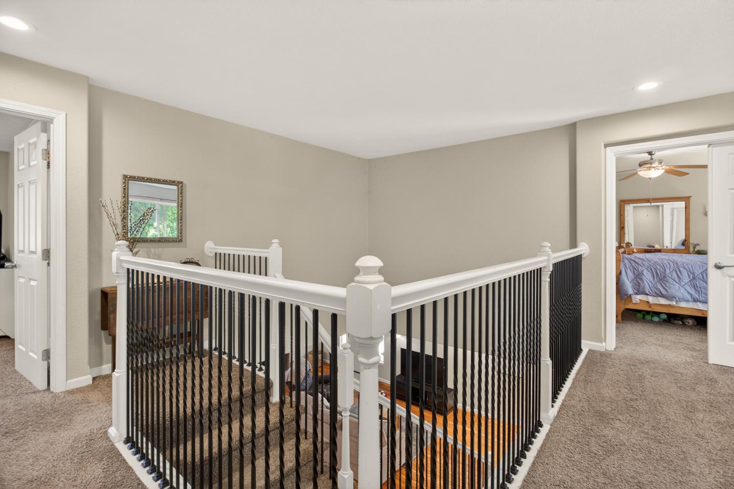 6332 Horseshoe Bar Road Loomis, CA 95650 - Photo 30 of 85 Upper-level landing with carpet flooring, light neutral wall paint, and white trim