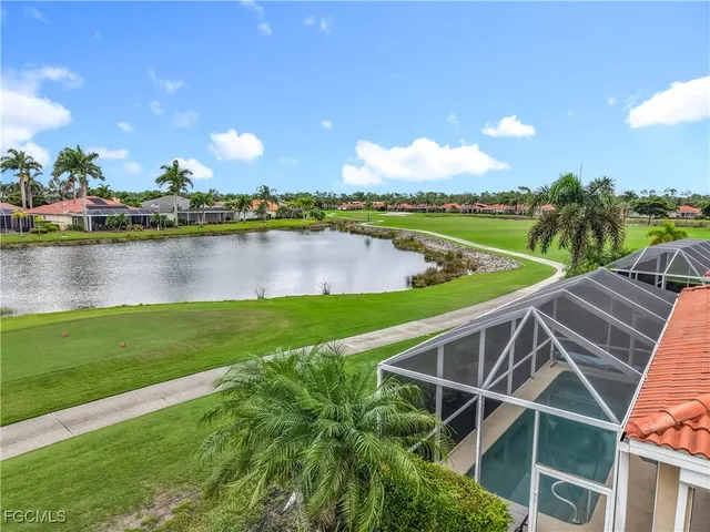 a view of a lake with a outdoor space