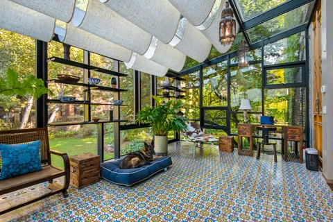 a living room with furniture