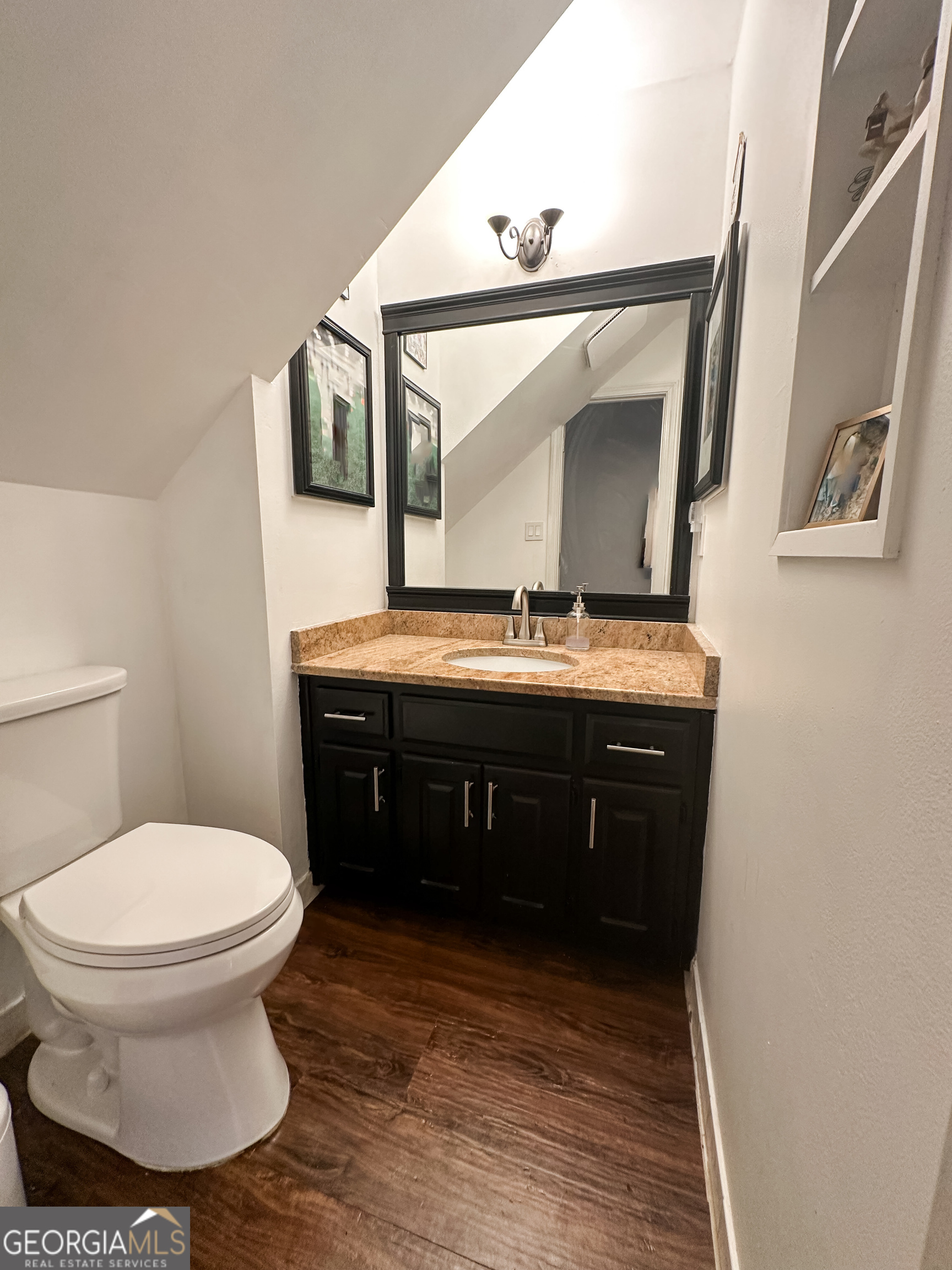 502 Richey Place Peachtree City, GA 30269 - Photo 20 of 61 a bathroom with a toilet a sink and mirror
