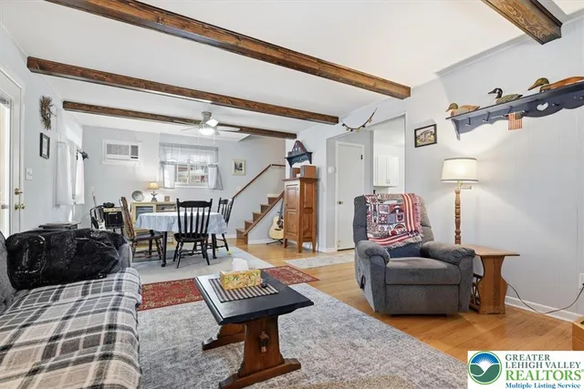 a living room with furniture