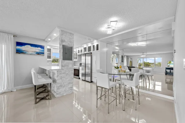 a view of a dining area with furniture