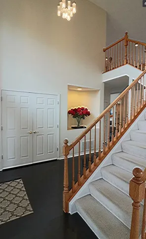 a view of entryway with wooden floor