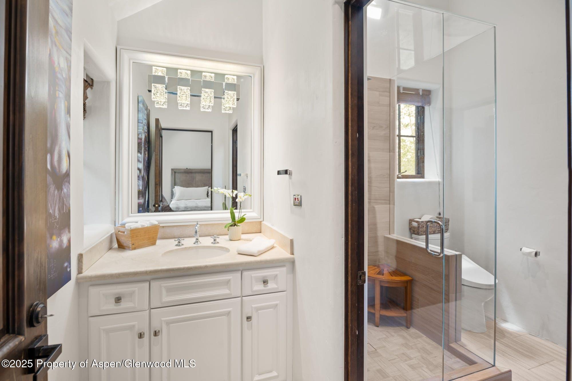 350 Spruce Ridge Lane Snowmass Village, CO 81615 - Photo 23 of 38 a bathroom with a sink and a mirror