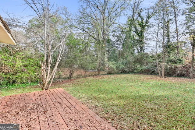 a view of a yard with trees