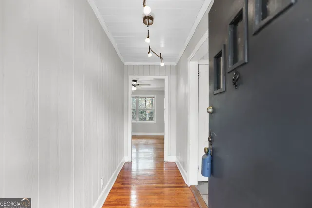 a view of hallway with stairs