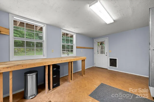 an empty room with windows