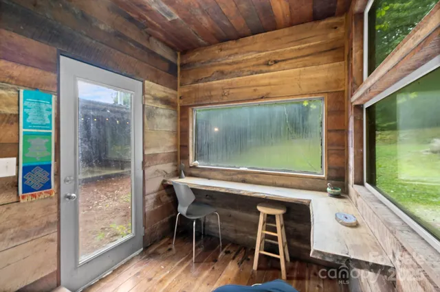 a view of an outdoor space with seating area