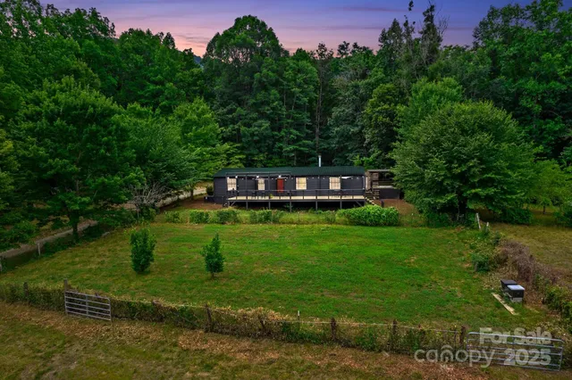 a green field with lots of trees