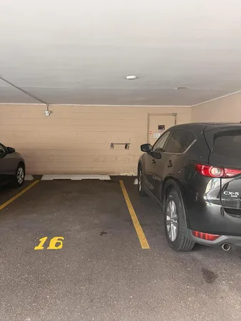 a view of a car in garage