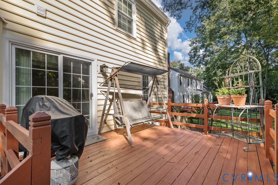 13905 Shadow Ridge Lane Midlothian, VA 23112 - Photo 54 of 55 Expansive wood deck with a privacy fence, sliding