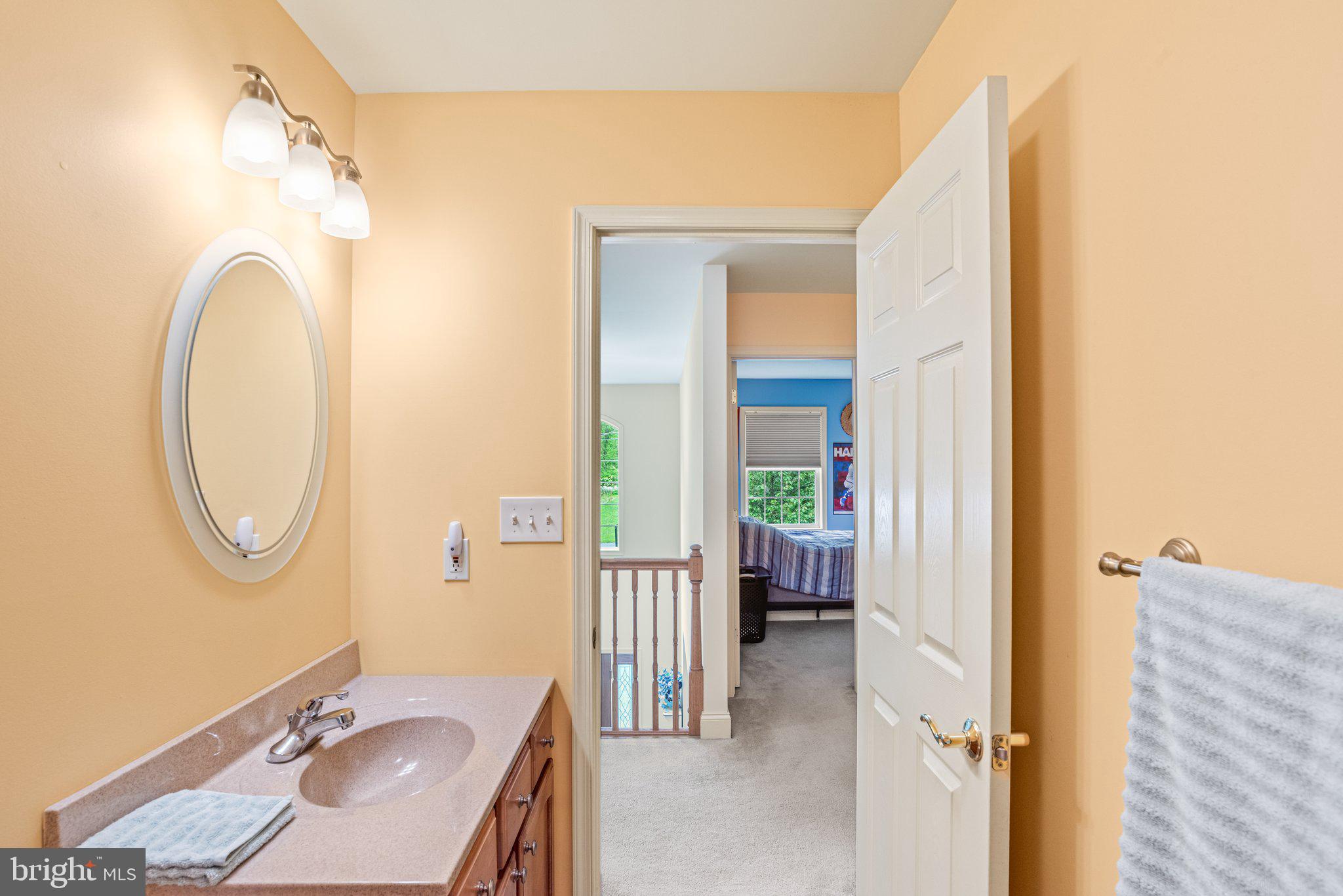 159 Dividing Ridge Road Halifax, PA 17032 - Photo 32 of 57 a bathroom with a granite countertop sink a mirror and a shower