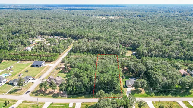a view of a city with lush green forest