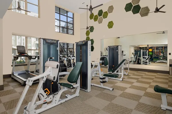 a view of a room with gym equipment