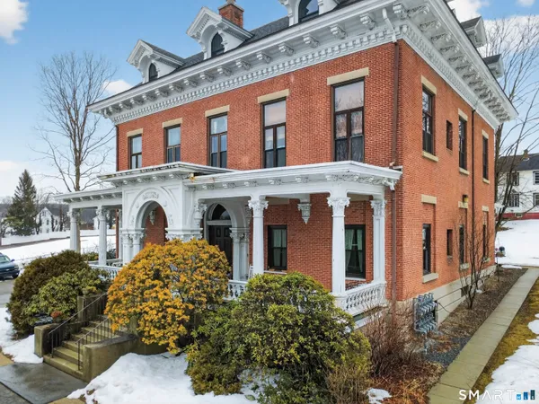 a front view of a building