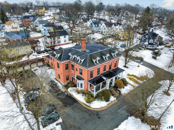 a front view of a building