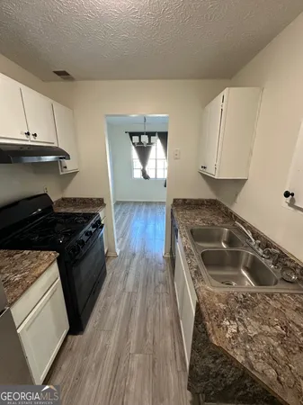 a kitchen with a stove and a sink