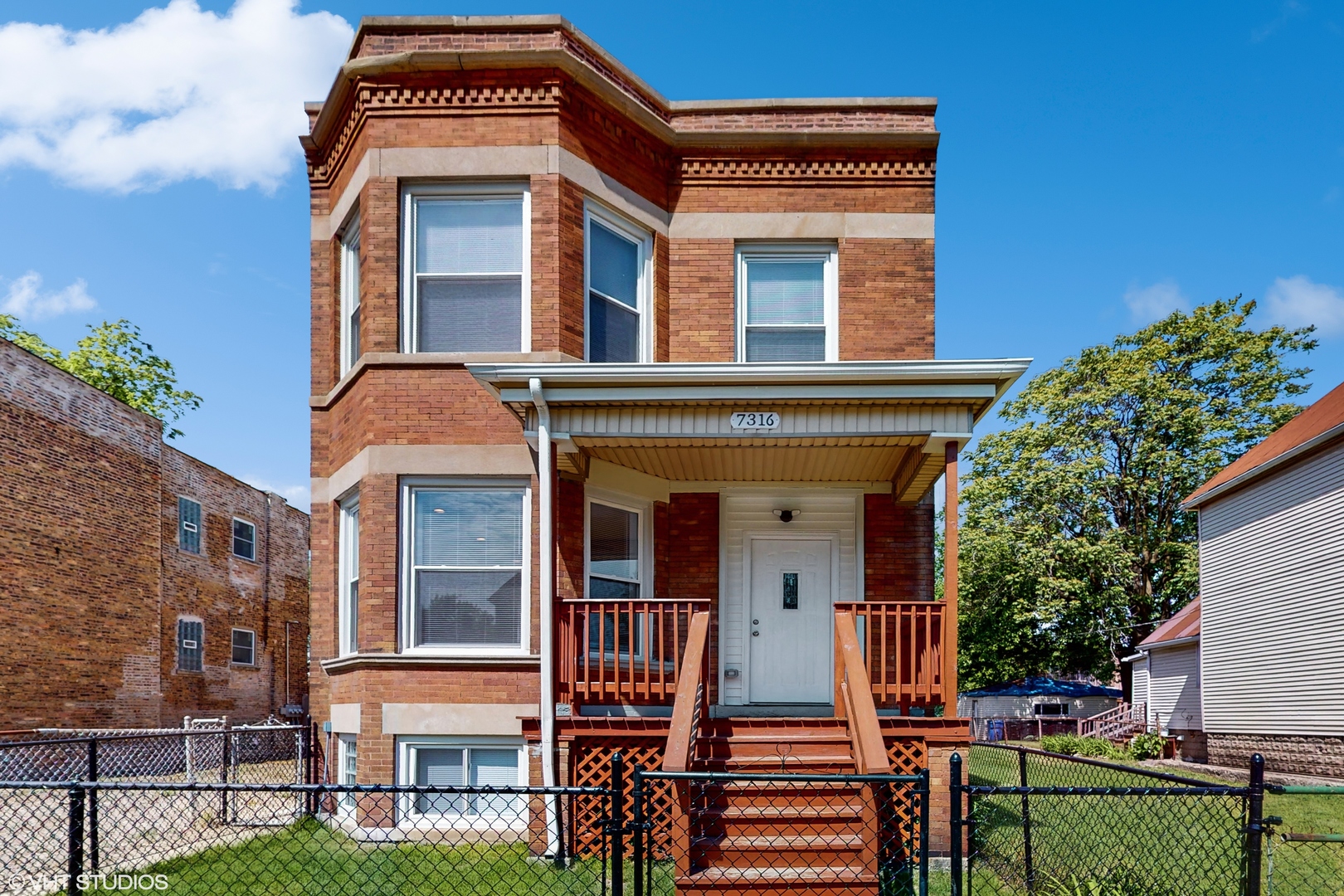 a front view of a building