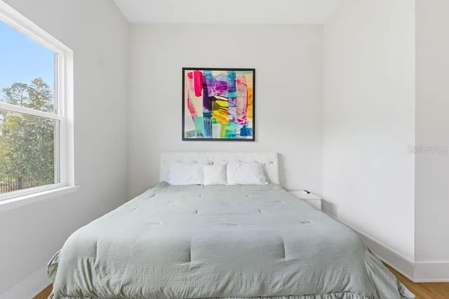 an empty room with windows