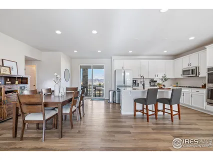 a view of a dining area with furniture