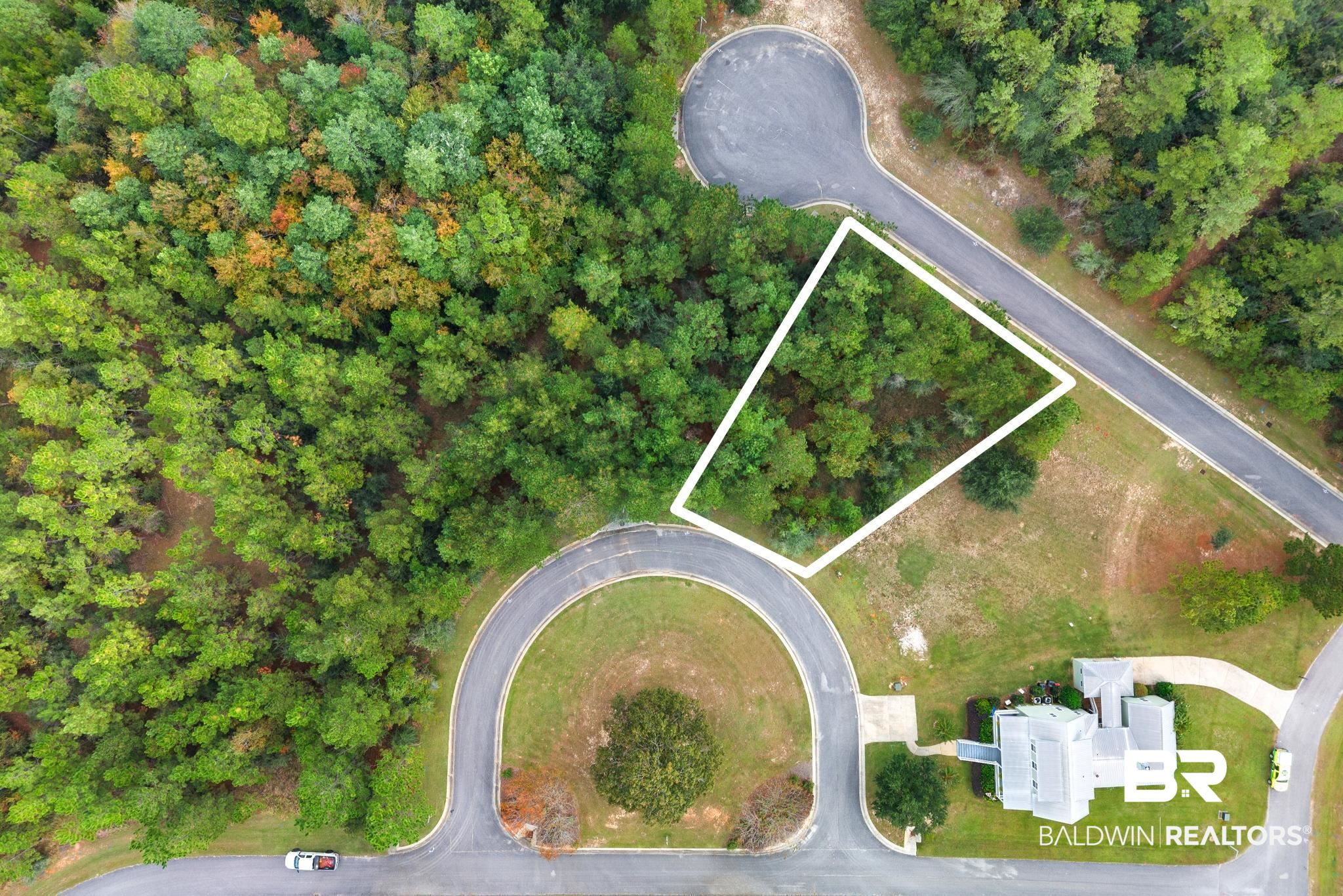 0 Hampstead Circle Stapleton, AL 36578 - Photo 2 of 6 Aerial view of property and surrounding area featuring property parcel outlined