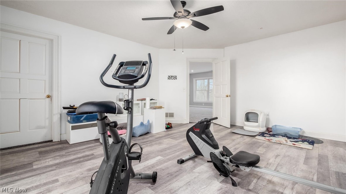 2531 Nicholas Lane Dresden, OH 43821 - Photo 27 of 40 Exercise area featuring light wood finished floors and a ceiling fan