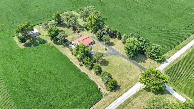 a view of a garden with a flower garden