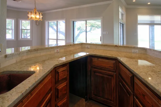 a view of a kitchen counter top space