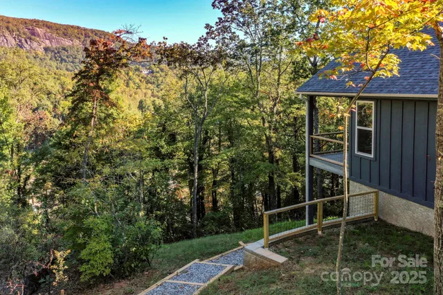 a backyard of a house with lots of green space