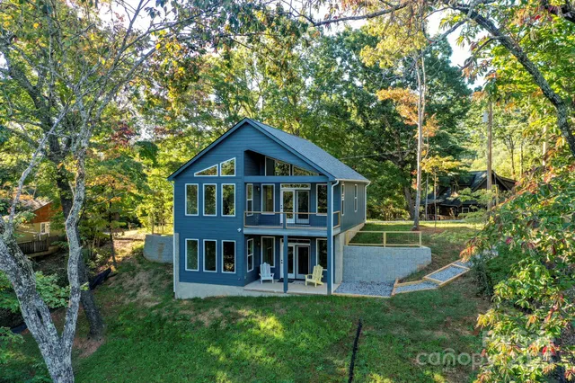 a view of a large building with a mountain