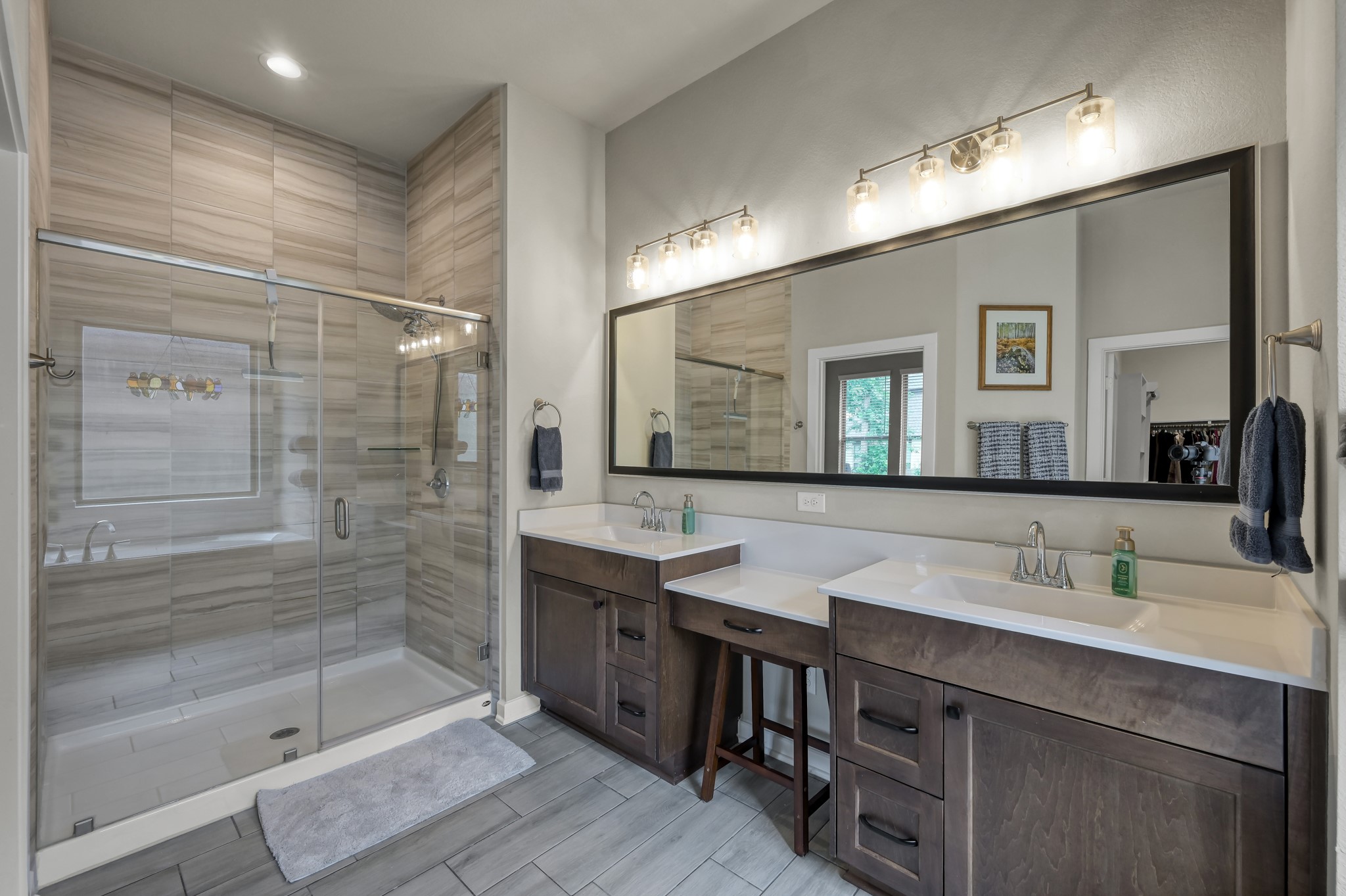 111 Yellow Perch Way Conroe, TX 77318 - Photo 14 of 35 Spa-inspired walk-in shower with modern finishes.