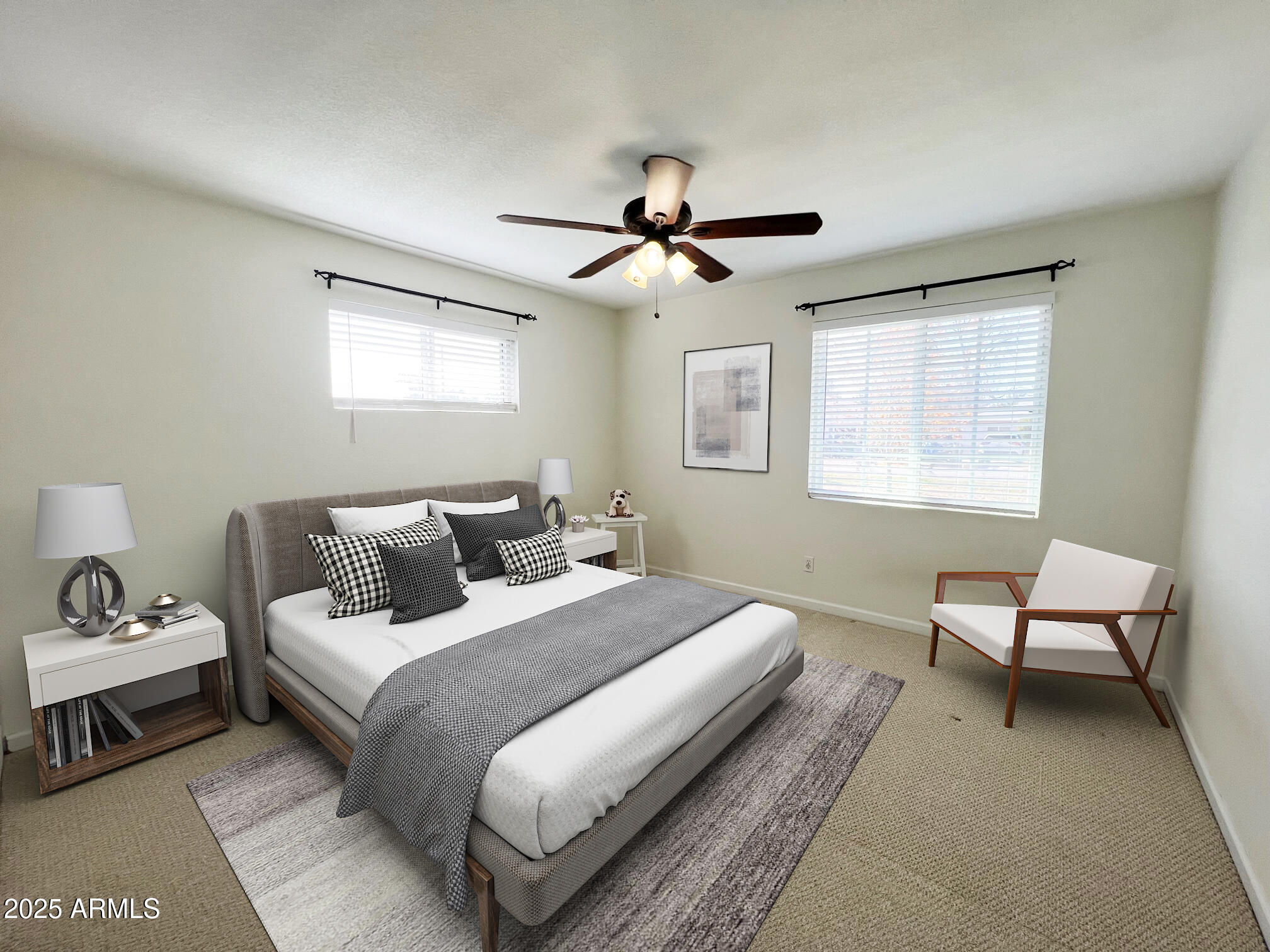 6711 North 14th Place Phoenix, AZ 85014 - Photo 14 of 27 a bedroom with a bed a chandelier and a window