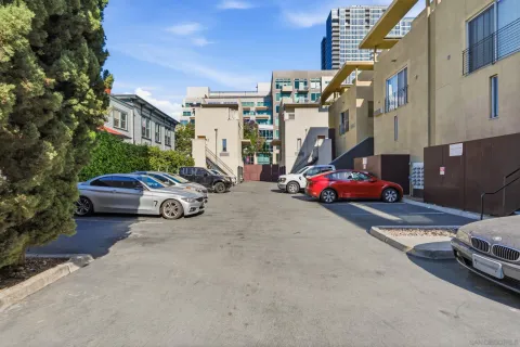 a view of a pathway along the building