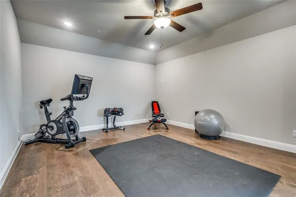 a view of a room with gym equipment