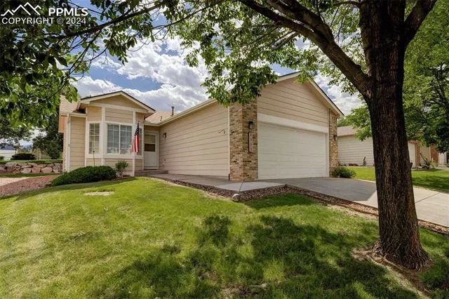 a view of backyard of house with green space
