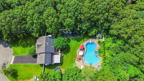 an aerial view of a house
