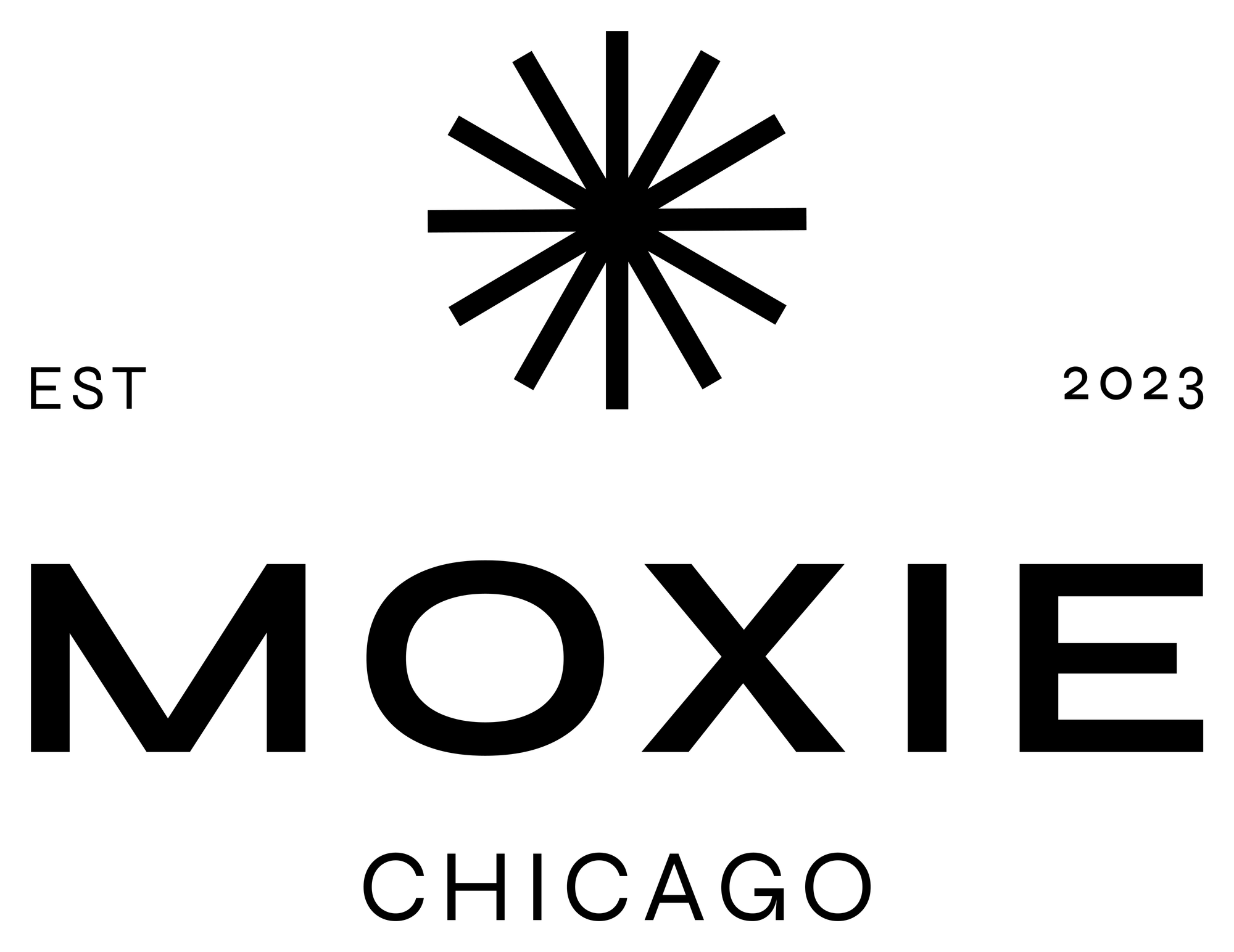 MOXIE Logo- block font with an asterisk logo symbol
