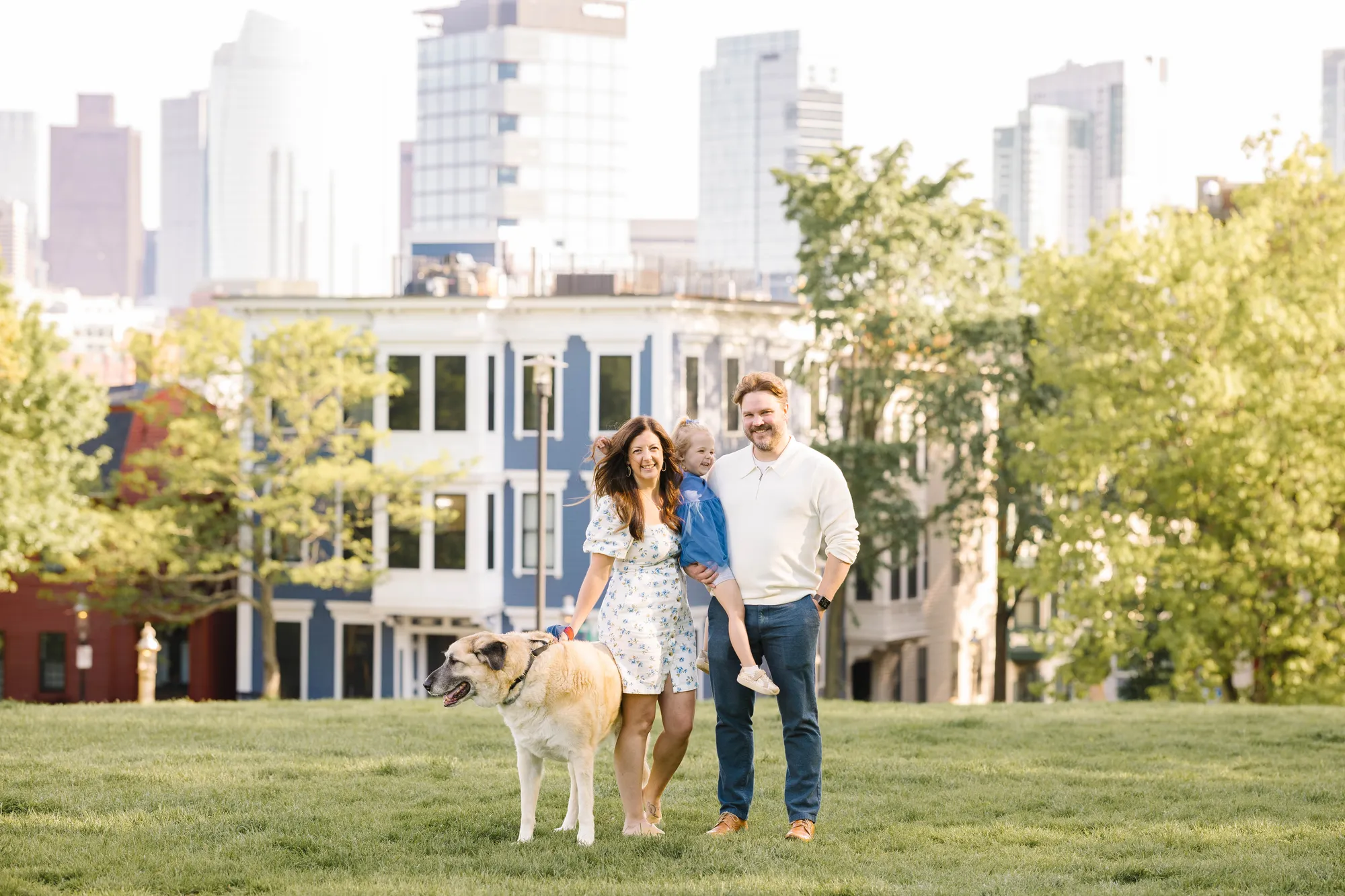 Jen and her family enjoying the Boston skyline from Charlestown