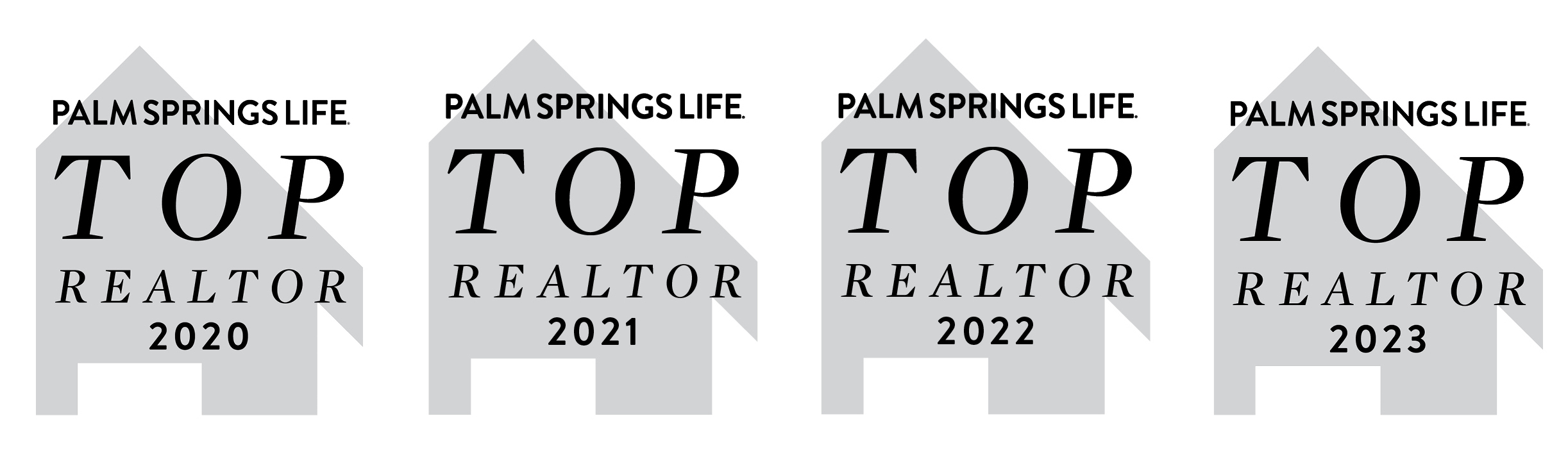 A text banner describing Palm Springs Lifes top realtor for 2020