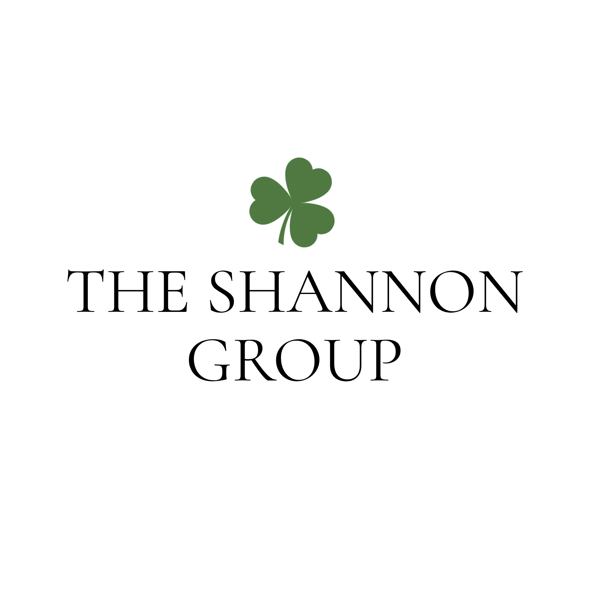 Green three-leaf shamrock centered above text "The Shannon Group"