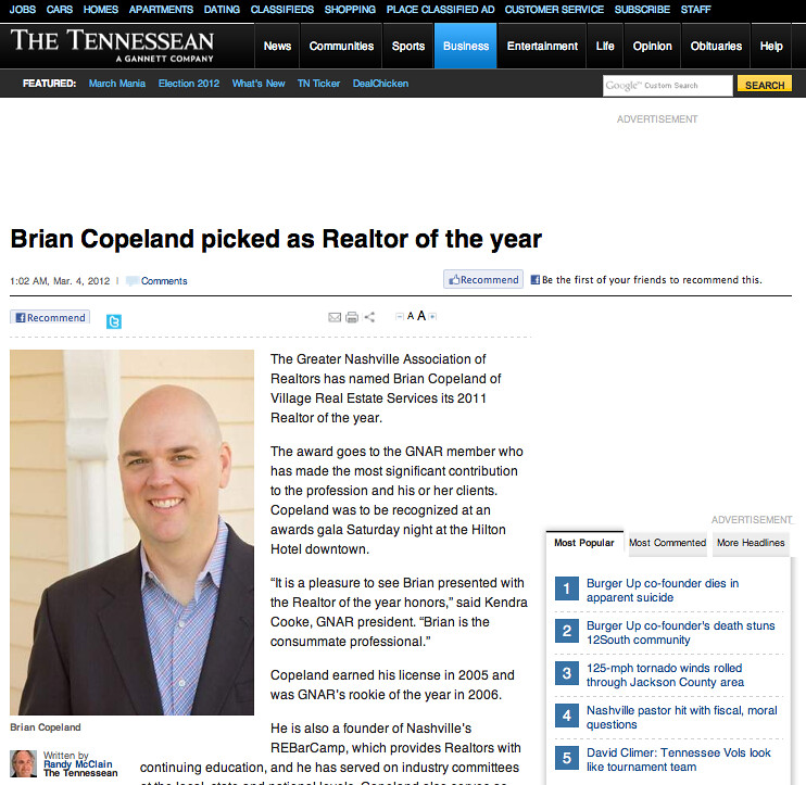 Brian Wins Nashville Realtor of the Year