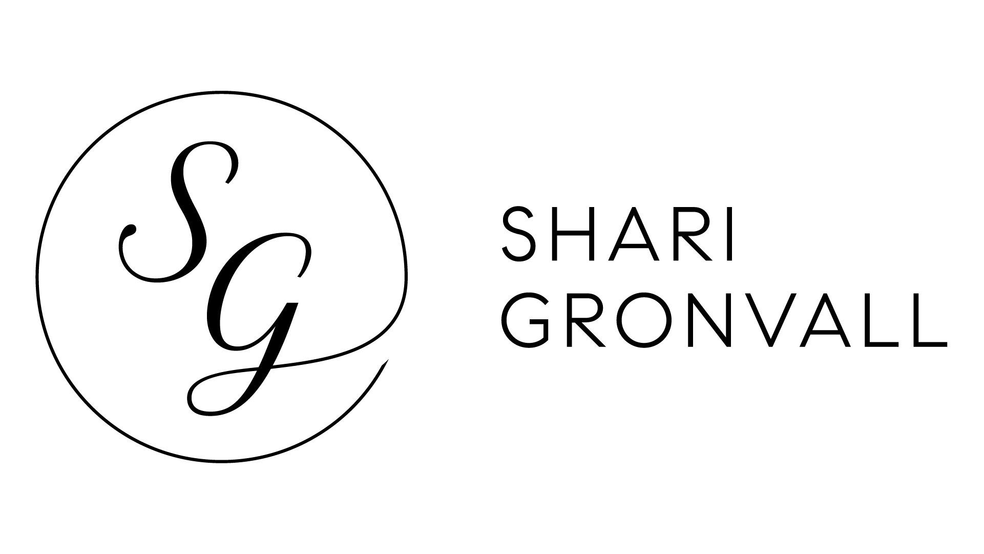 A text banner with the name SHARI GRONVALL