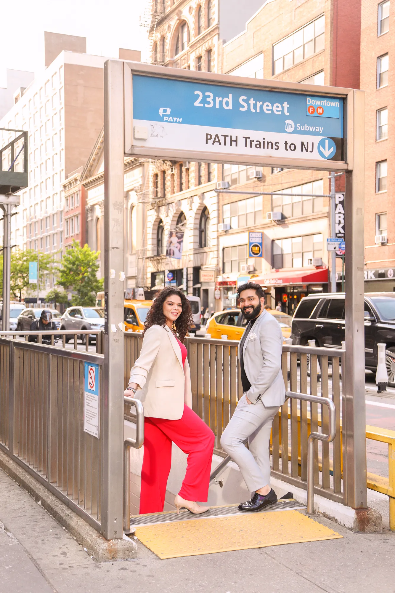 A text banner promoting trains to New Jersey on 23rd Street