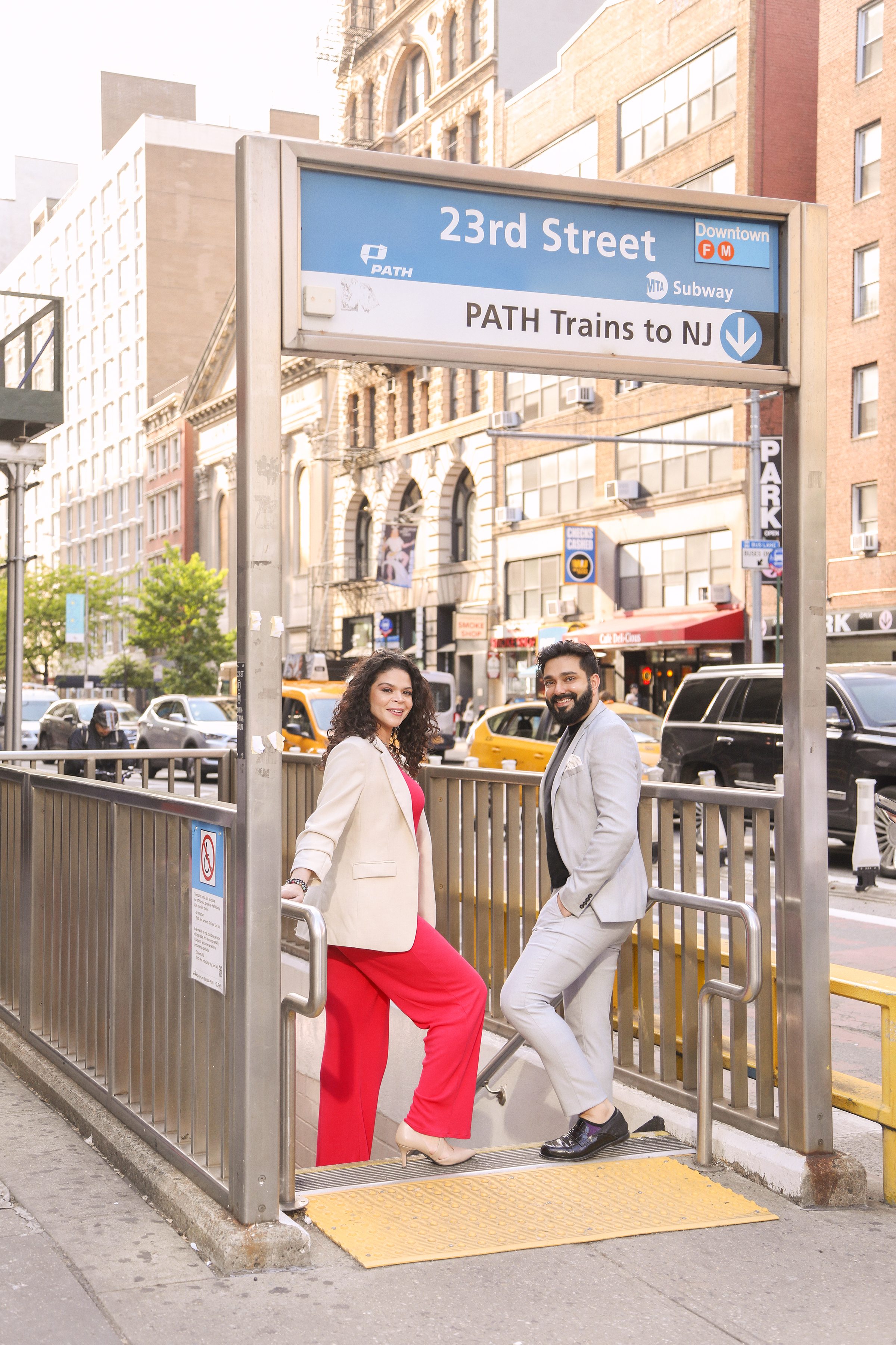 A text banner promoting trains to New Jersey on 23rd Street
