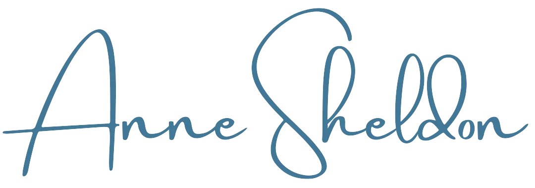 Signature Logo for Anne Sheldon in teal blue color